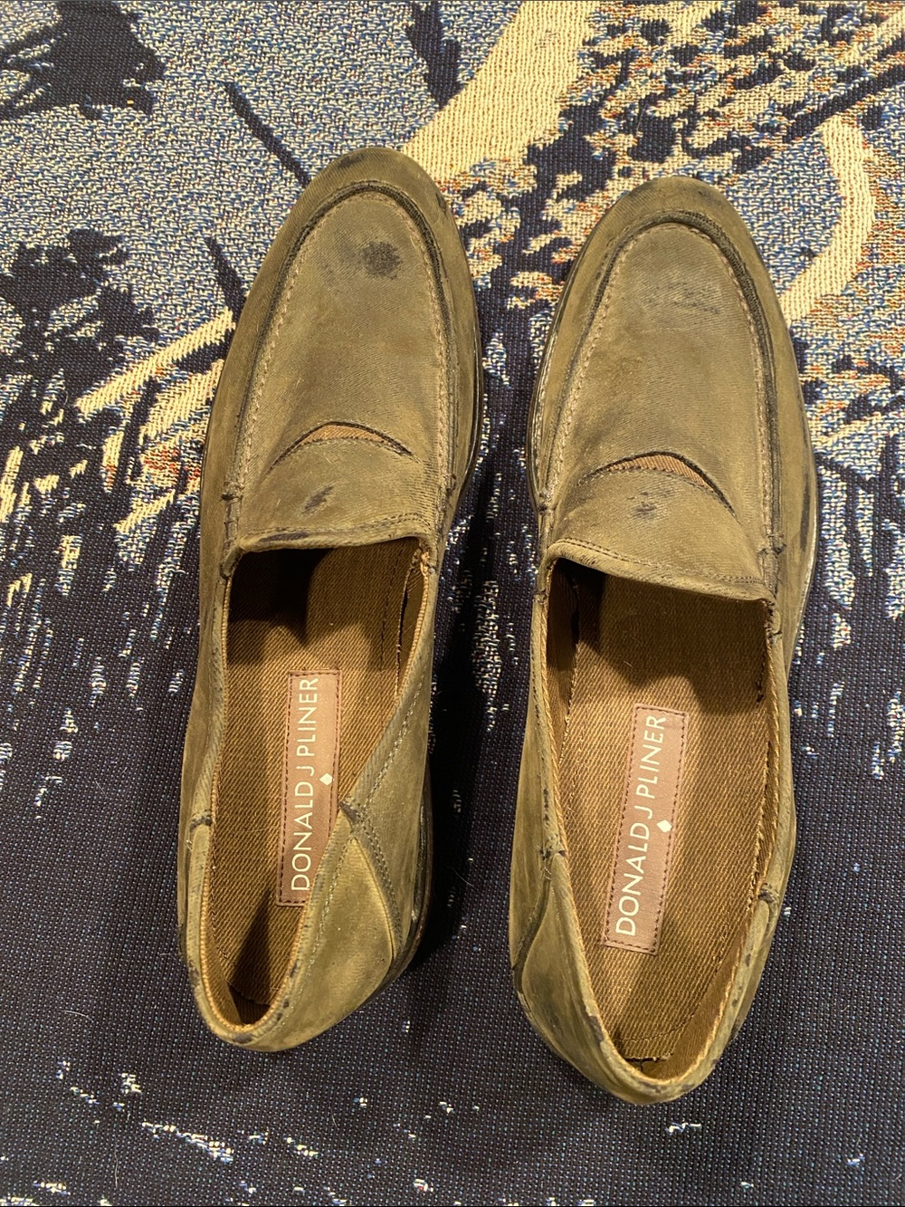 Donald J. Pliner Olive Suede Slip-On Loafers
